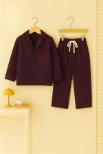 Maroonish kids winter sleeping suit