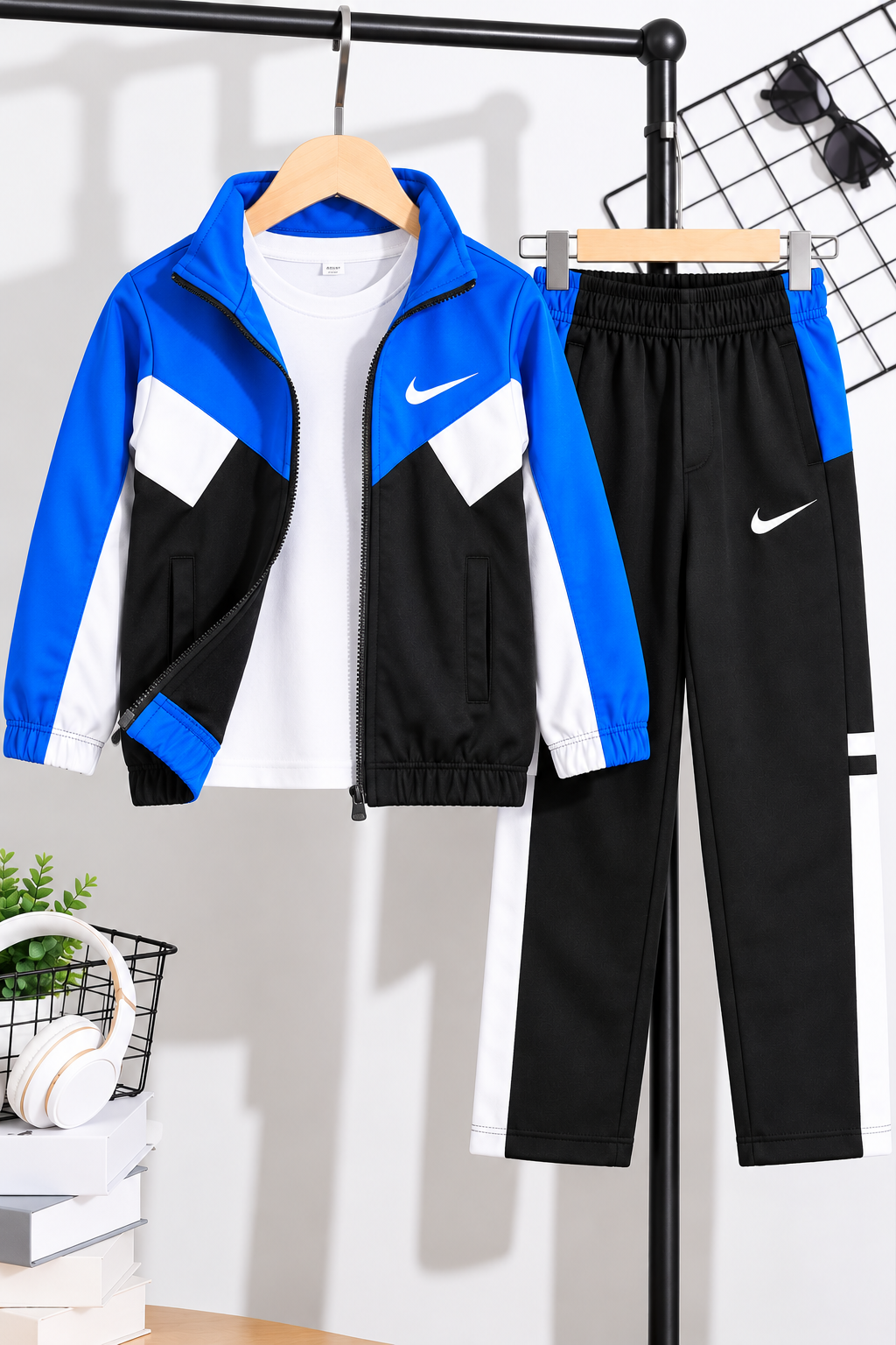 Premium Nikey Blue & Black Zipper Tracksuit