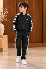 Premium Adi Black Classic Stripe Zipper Tracksuit