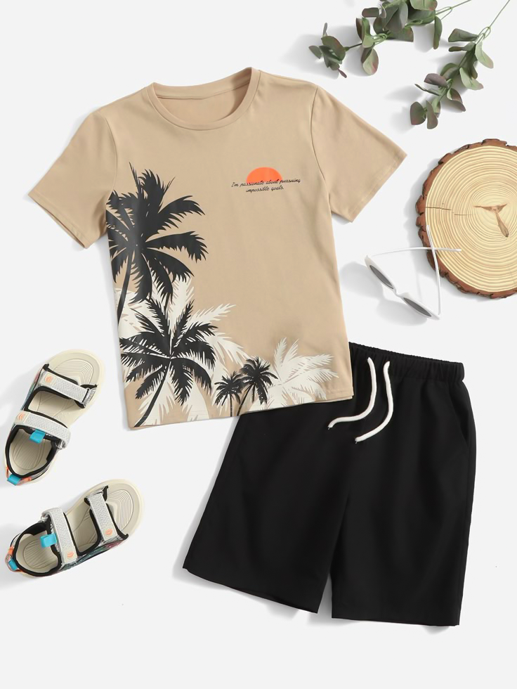 Trees & sunset kids summer t shirt & shorts