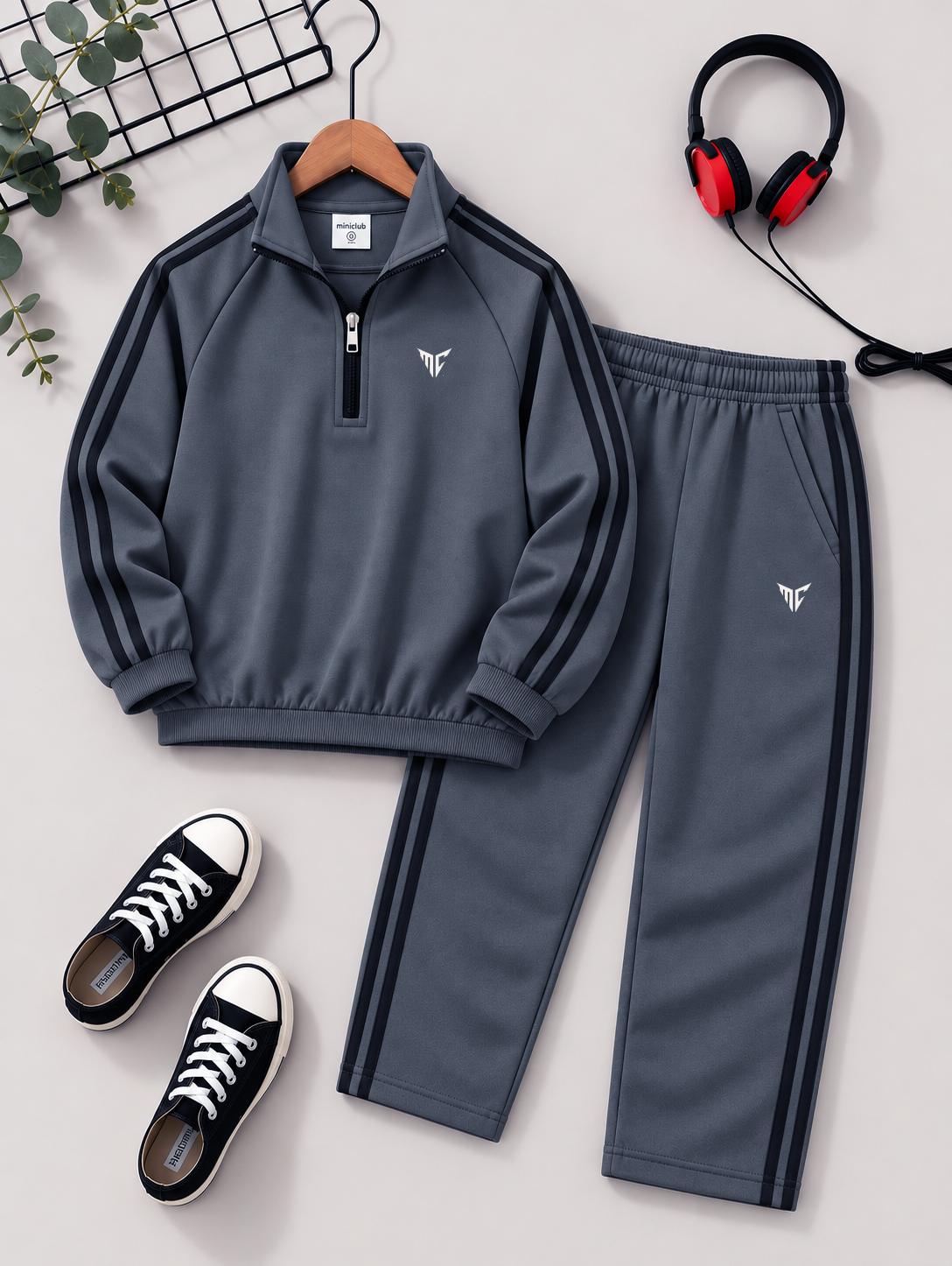 Miniclub Dark Grey Classic Stripe Tracksuit