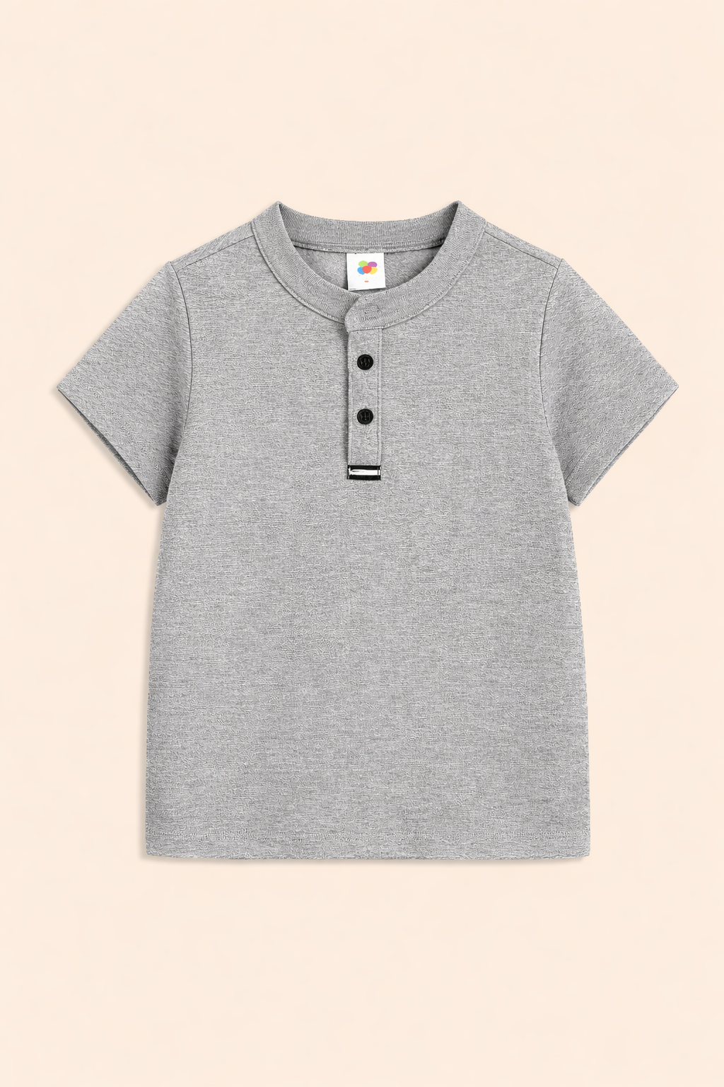 Grey Button up henley kids Summer Shirt