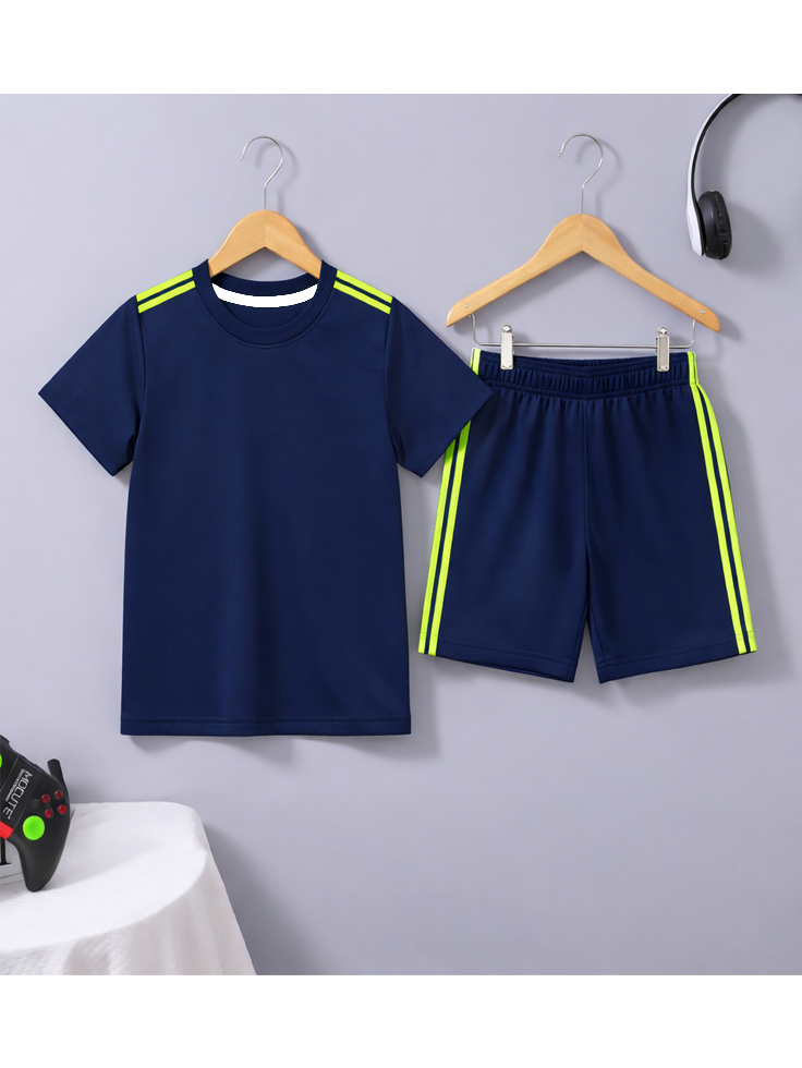 Neon stripes sports kids summer tshirt & short