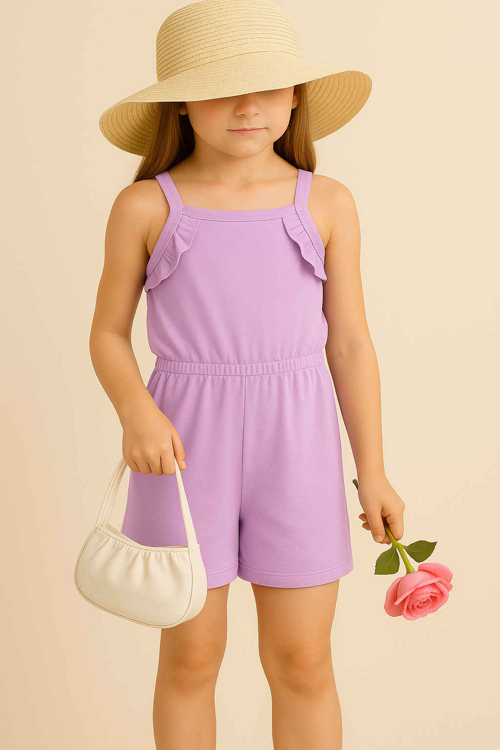 Playfull light purple kids girl jumpsuit