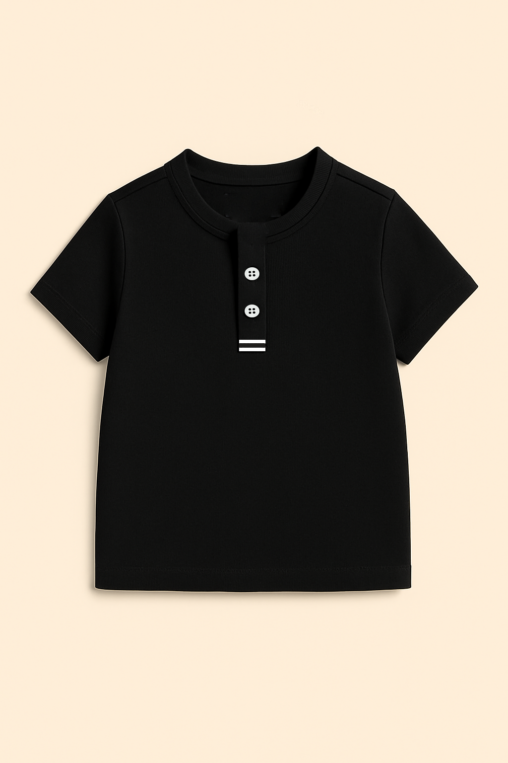 Black Button up henley kids Summer Shirt