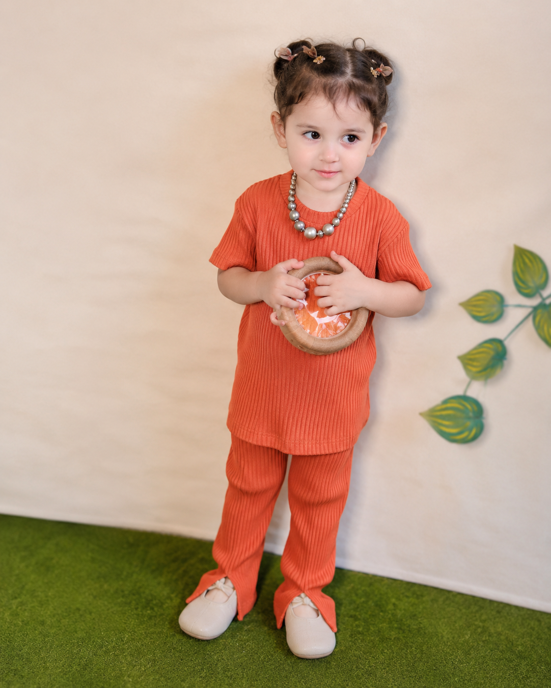 Orange twinkle waffel shirt and trouser