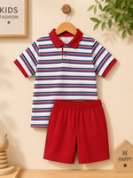 Red Stripe Summer Shirt & Short Set