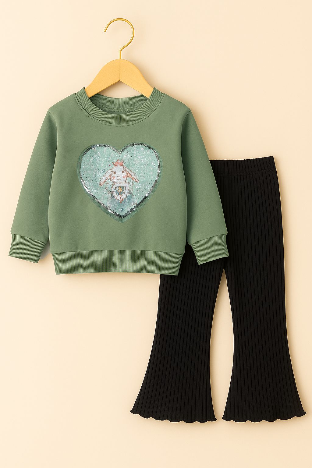 Sparkle heart kids sweat shirt & flapper