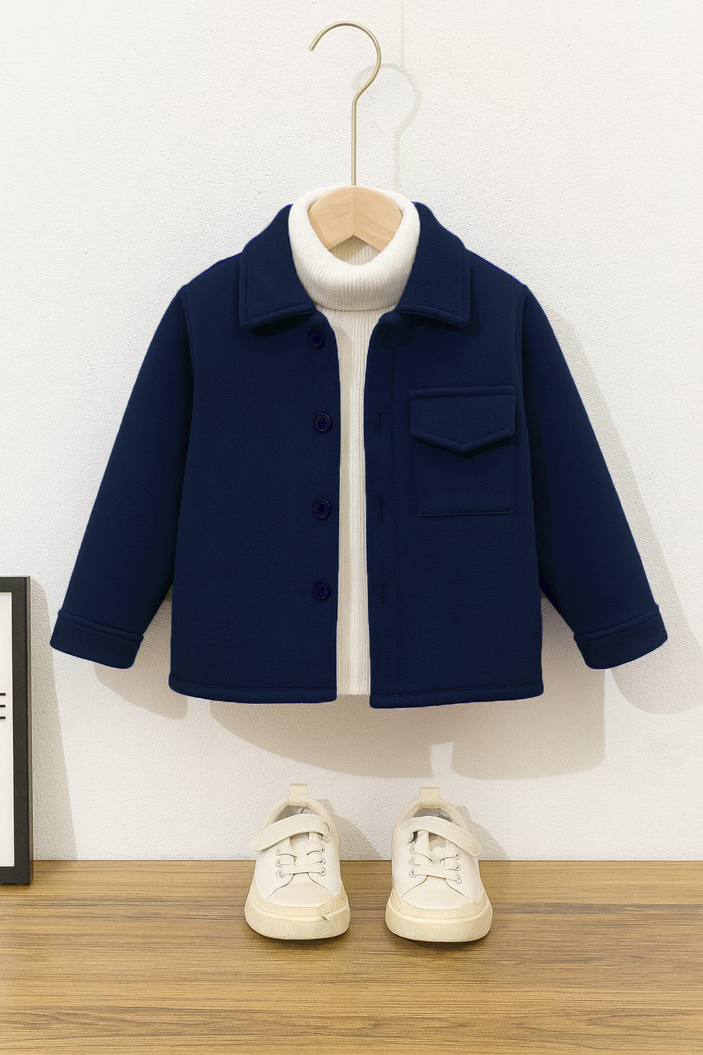 Navy pocket kids fleece shirt