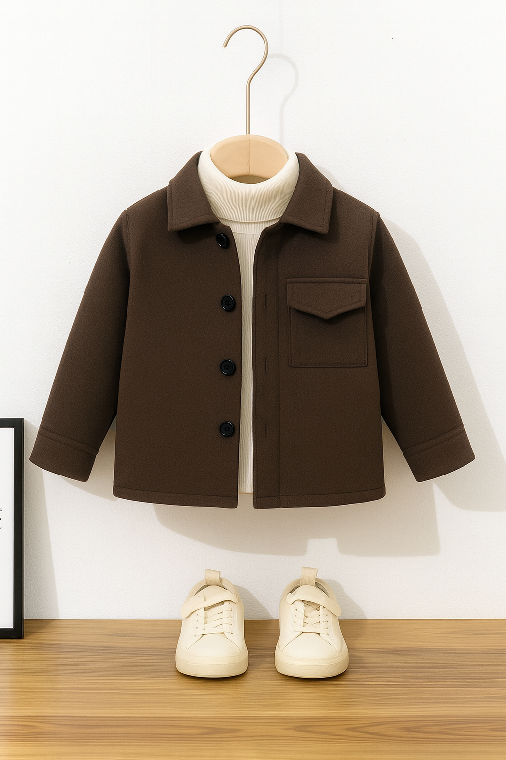 Chocolate brown pocket kids fleece shirt