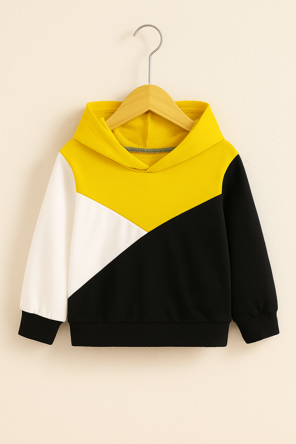 Yellow color block Kids winter Hood