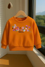 Orange girls winter embroidered sweatshirt