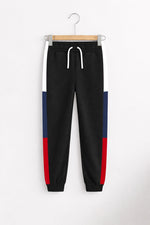 Black kids trouser with 3 color panel