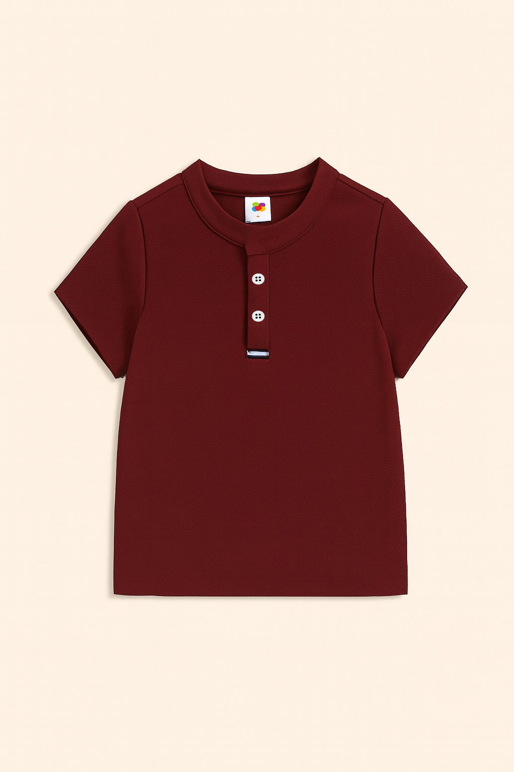 Maroon button up henley kids Summer Shirt