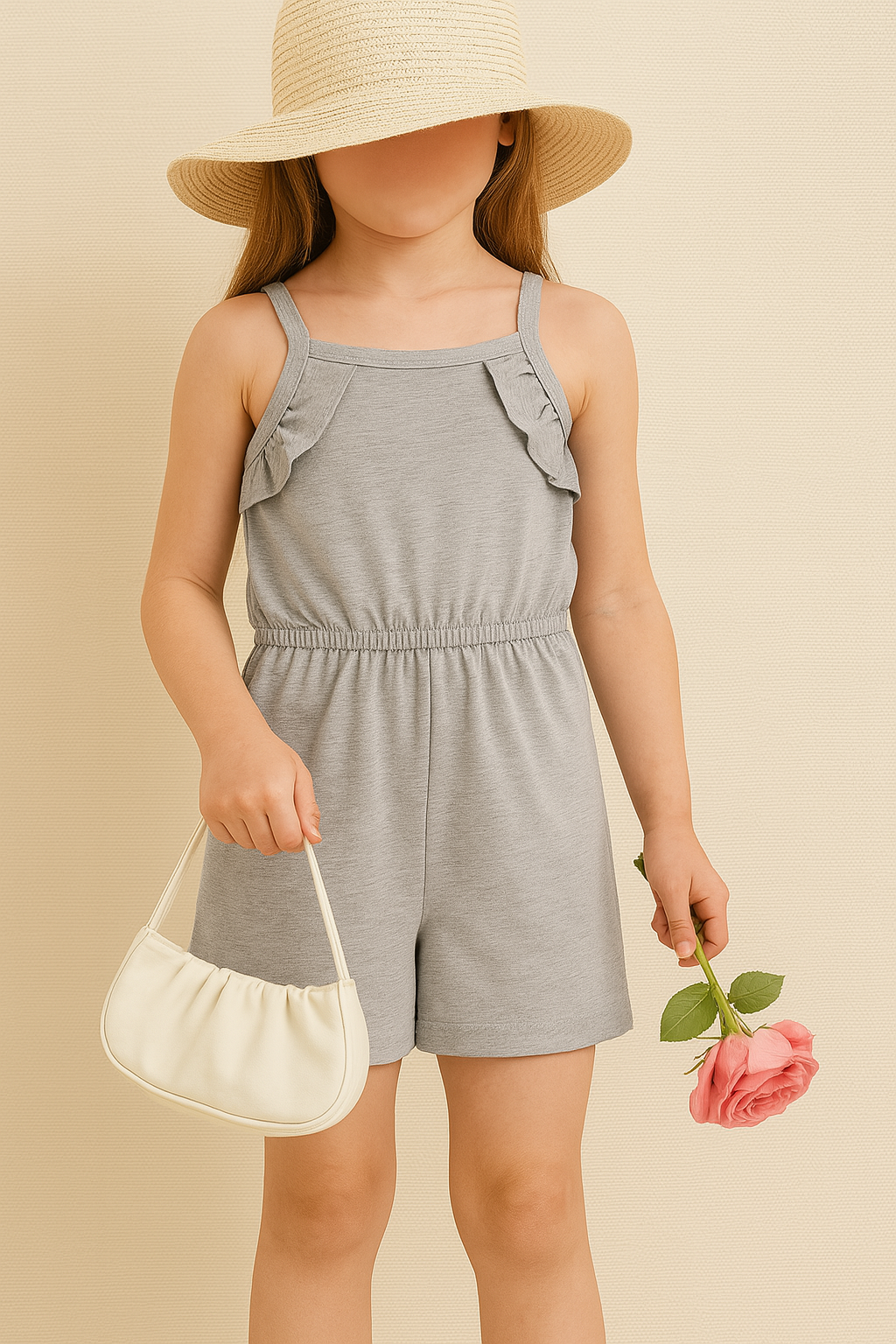 Playfull grey kids girl jumpsuit