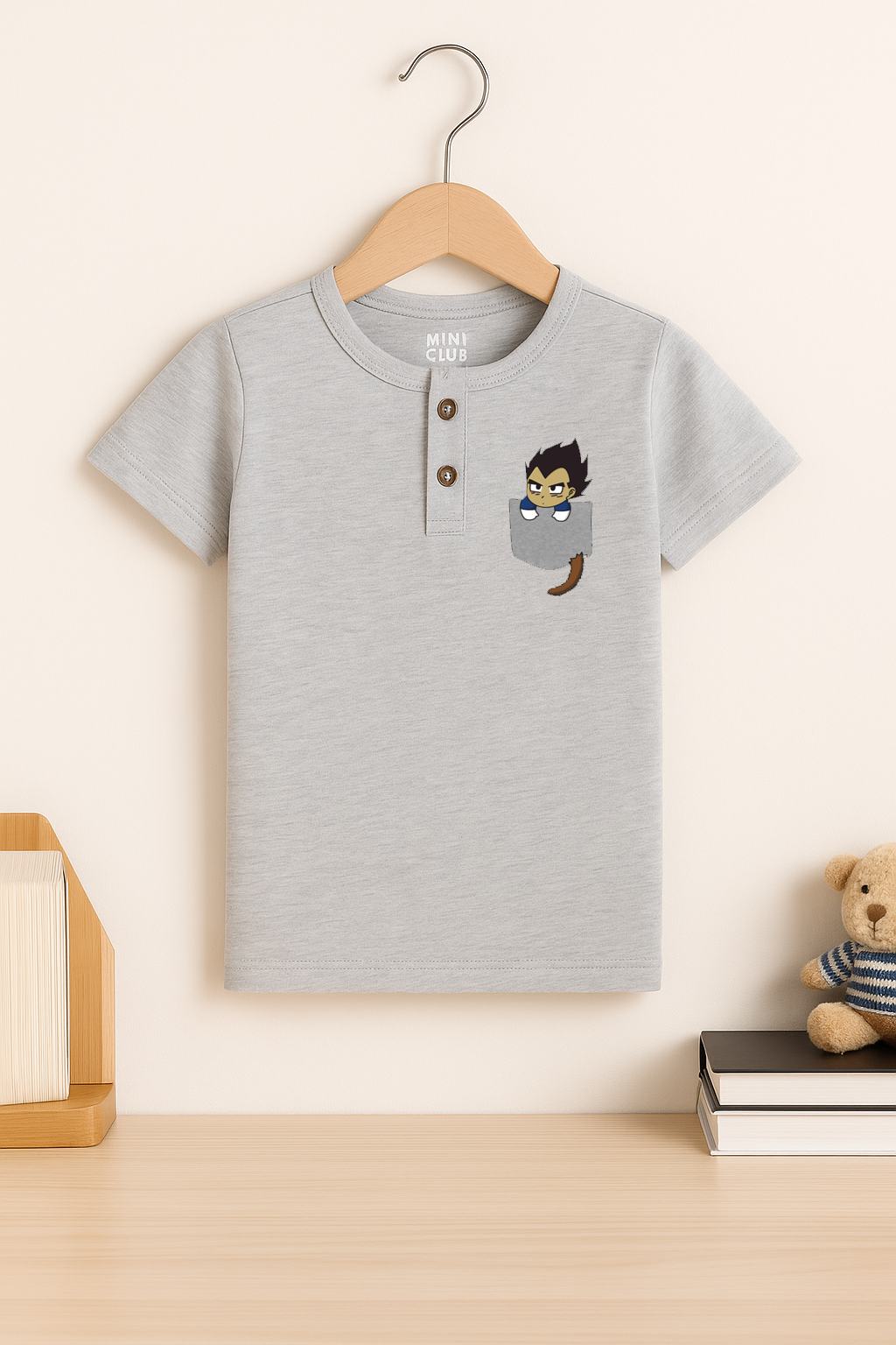 Henley Neck Goku Pocket T-Shirt