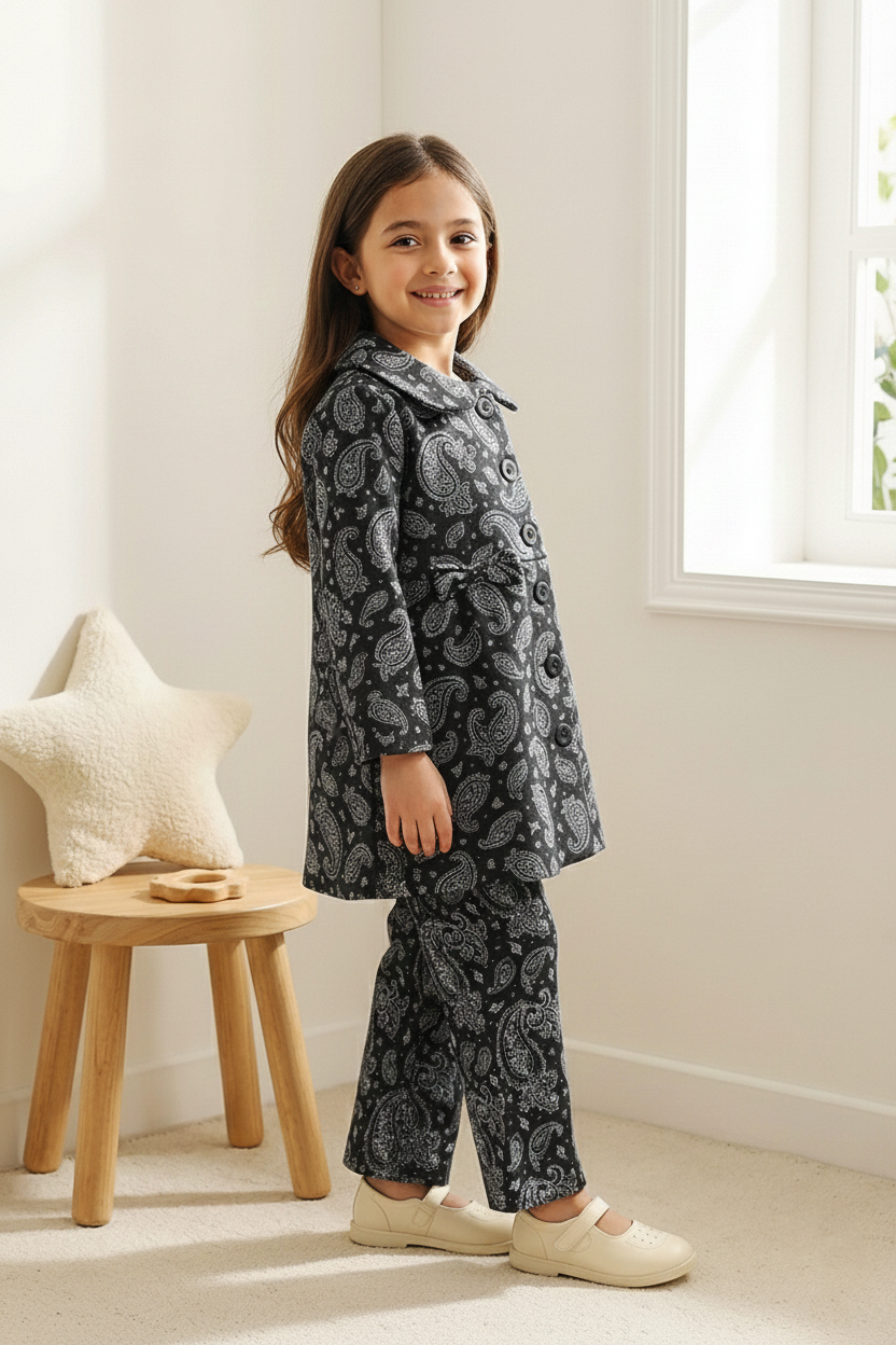 Black baklin coat & trouser set