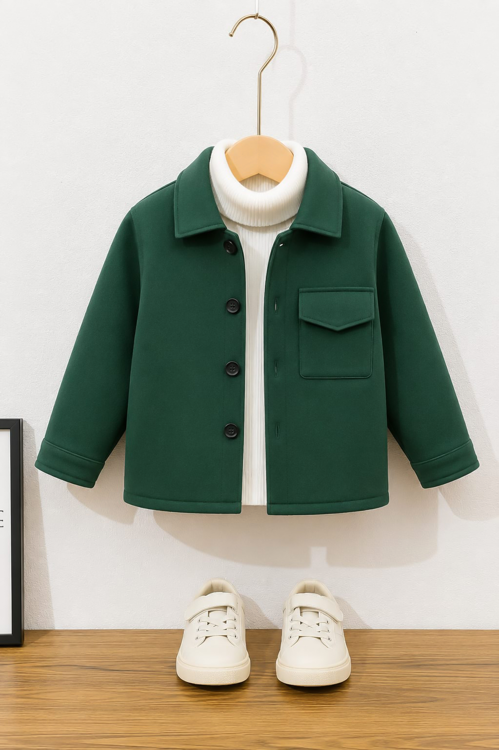 Green pocket kids fleece shirt