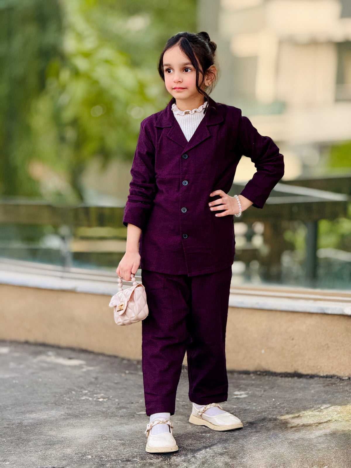 Maroonish kids winter sleeping suit