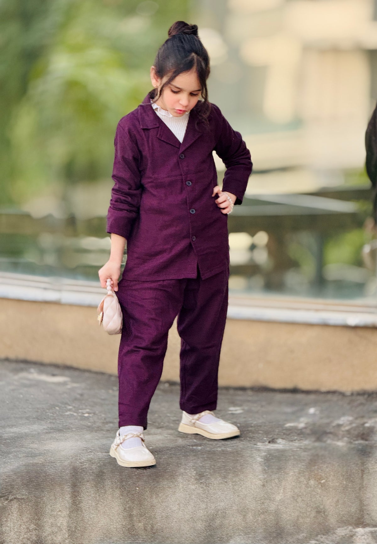 Maroonish kids winter sleeping suit