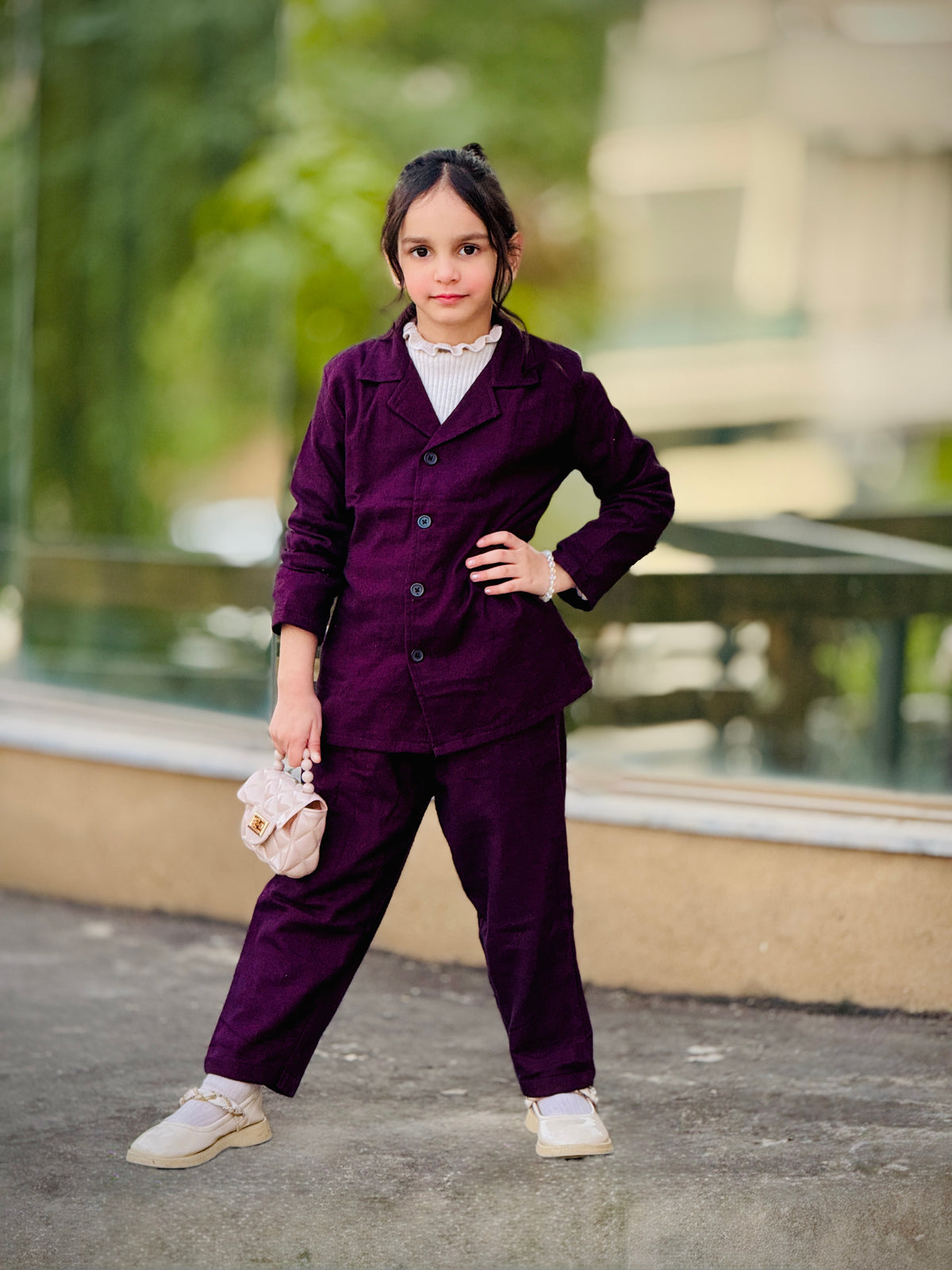 Maroonish kids winter sleeping suit