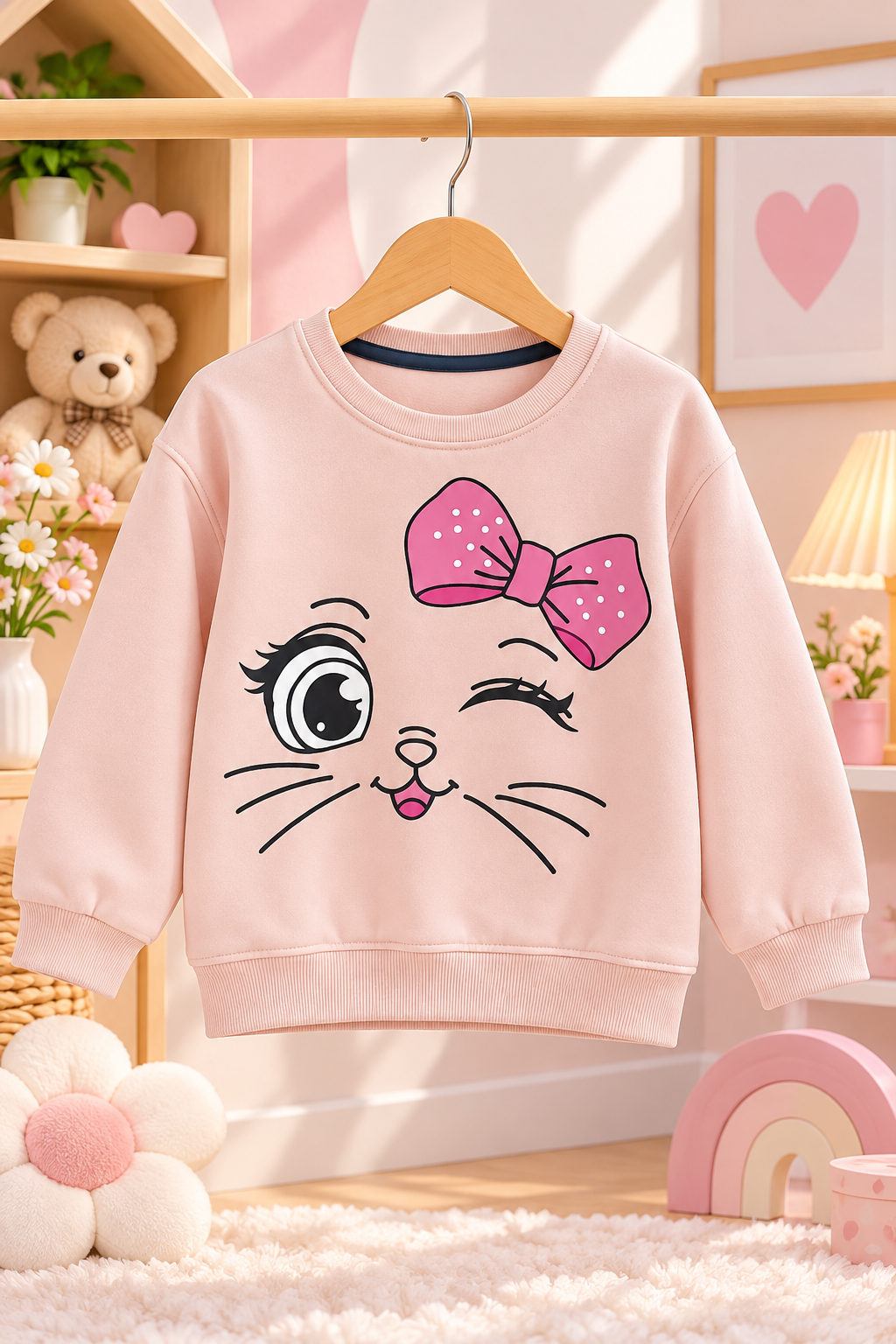 Cute Cat Fleece Winter Kids Sweatshirt