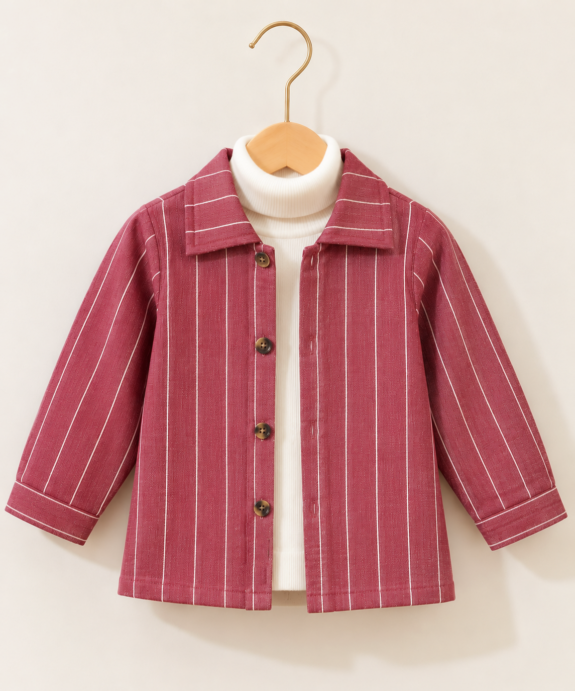 Maroon striped kids fleece shirt