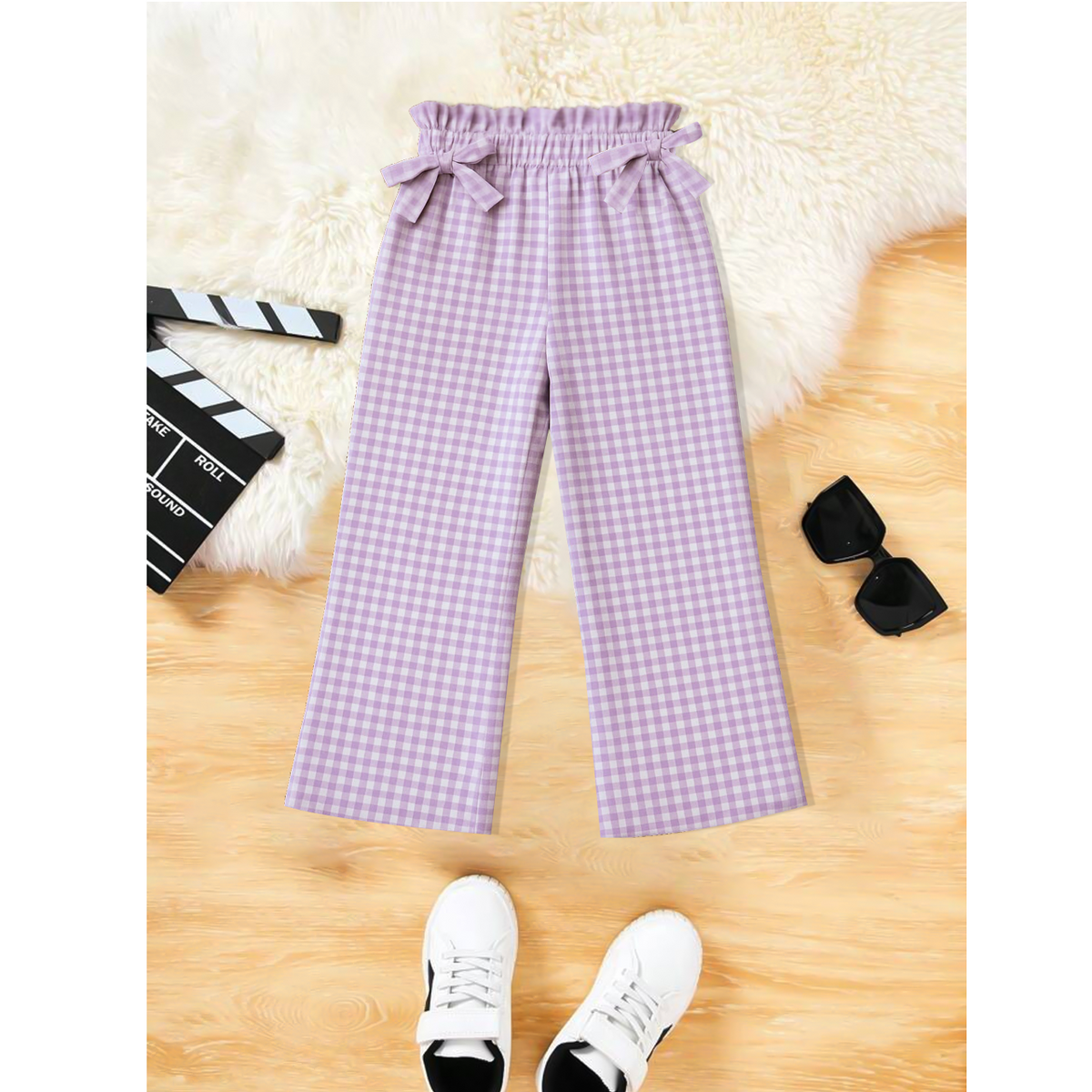 Light Purple ribbed summer girls trouser
