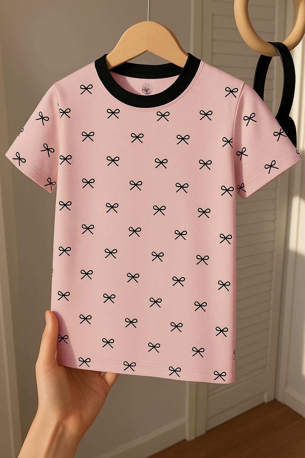 Blush Bow girl kids summer t shirt