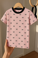 Blush Bow girl kids summer t shirt