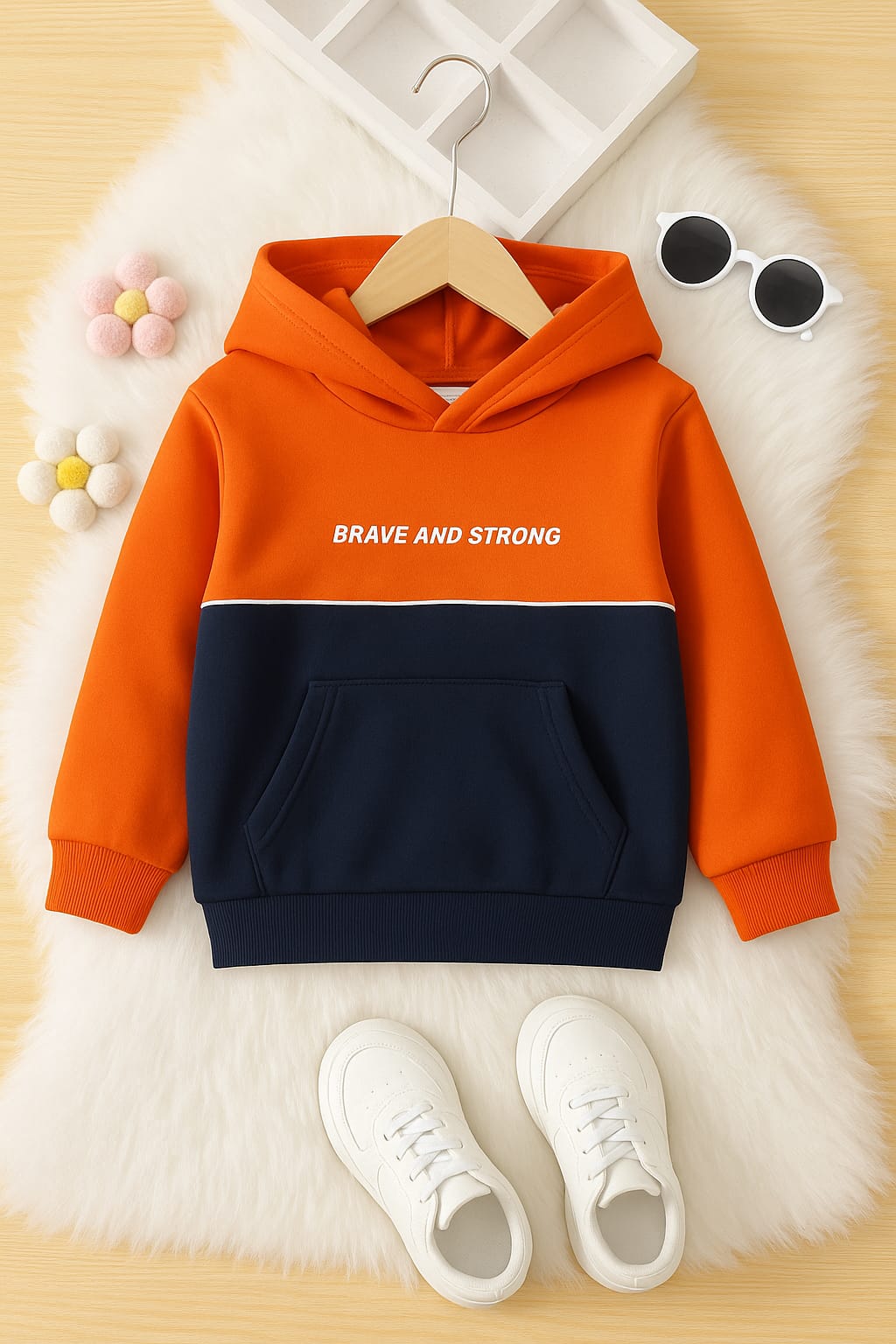 Brave and strong kids winter hood