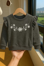 Little bloom embroidered kids winter sweatshirt