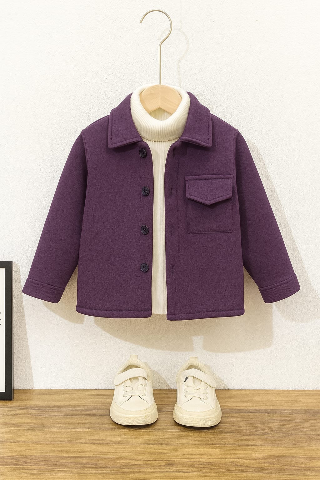 Purple pocket kids fleece shirt