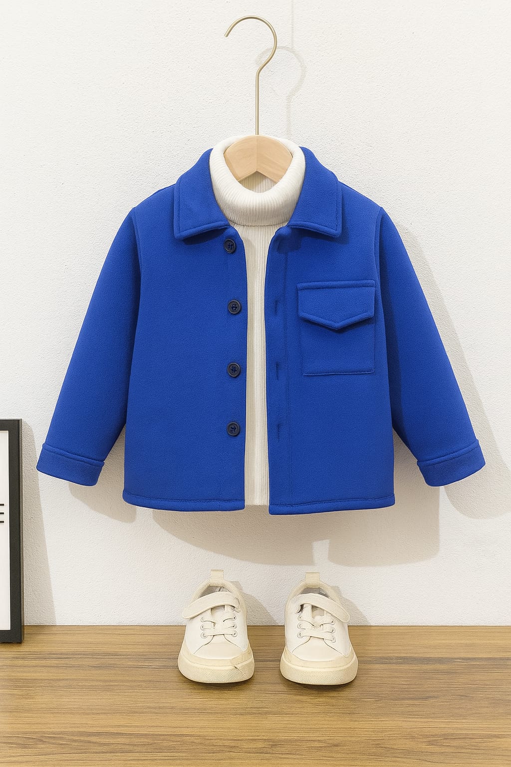 Blue pocket kids fleece shirt