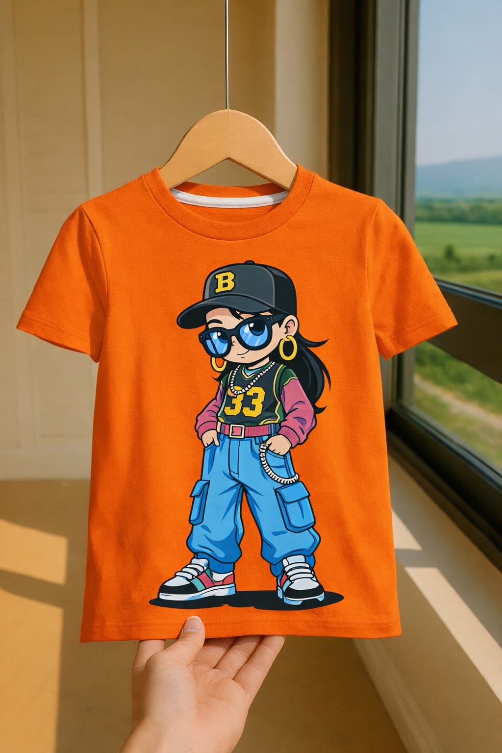 Orange bambo girls kids summer tshirt