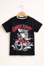 Shark rider kids summer shirt