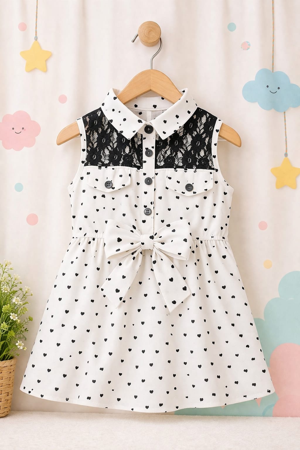 White sweat hearts girls frock