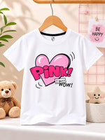 Pink heart girl kids summer tshirt