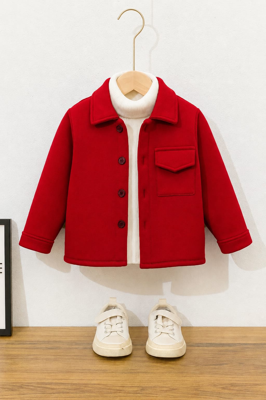 Red pocket kids fleece shirt