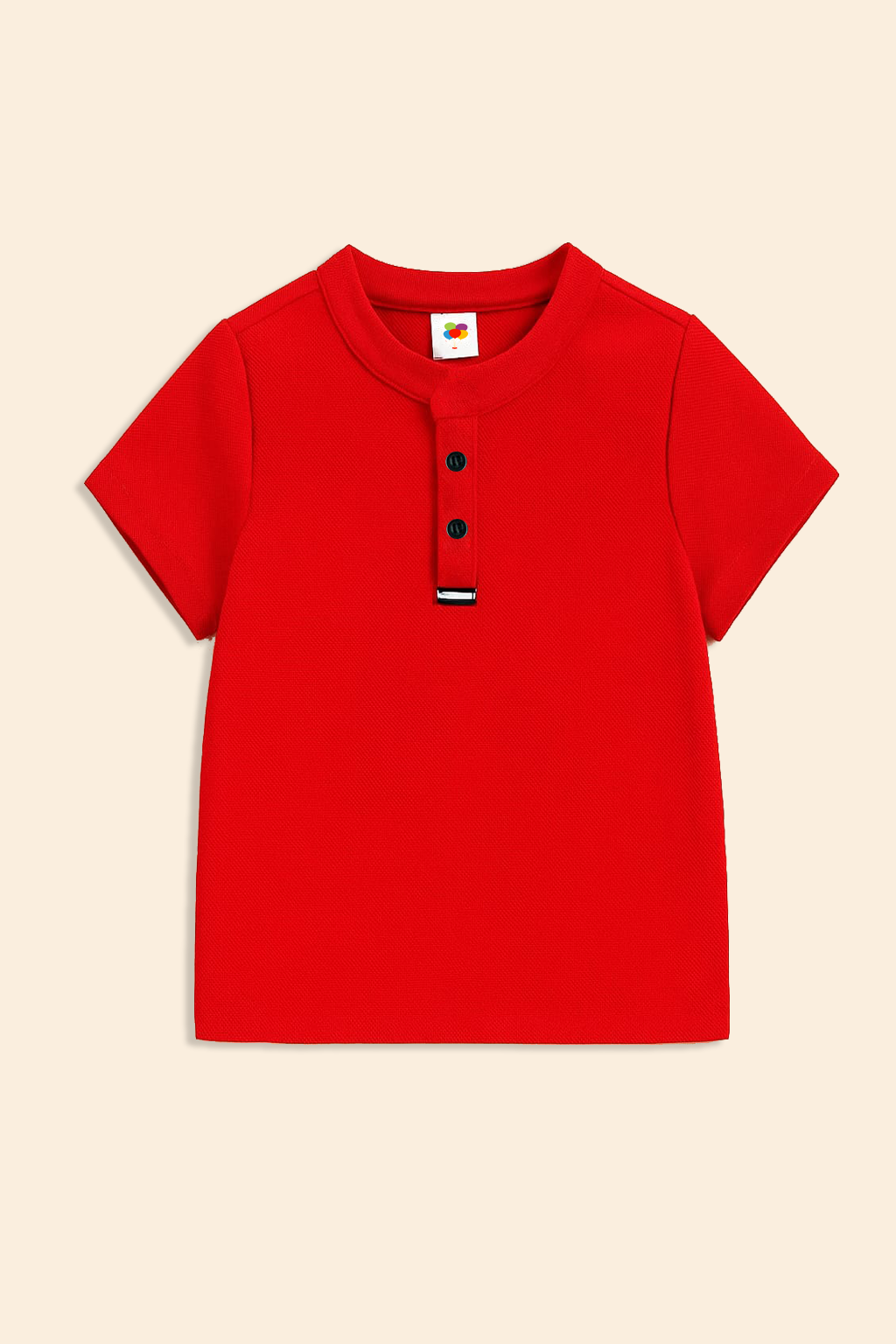 Red Button up henley kids Summer Shirt