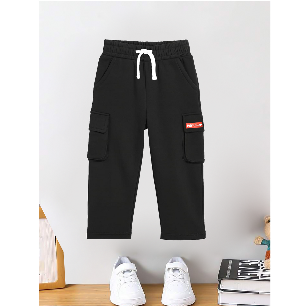 Black cargo kids winter trouser