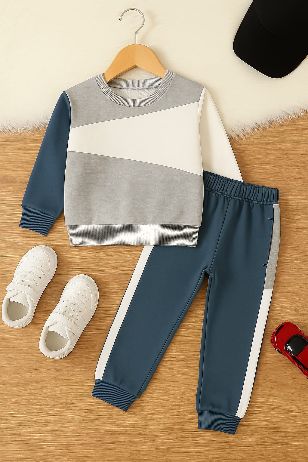 Color block kids winter sweat shirt & trouser