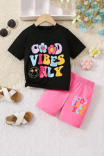 Good vibes kids summer tshirt & shorts