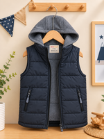 Dark Grey Cap Black Kids Puffer Jacket