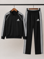 Adi Black Classic Stripe Tracksuit