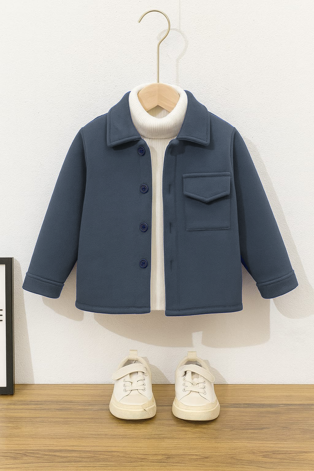 Grey pocket kids fleece shirt