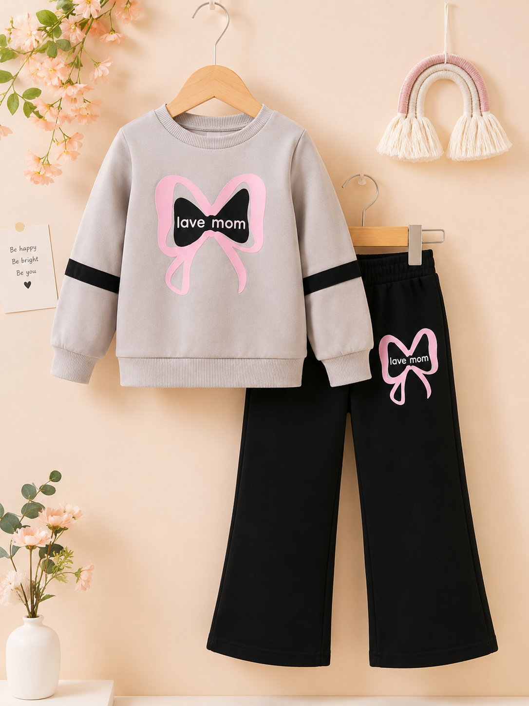 Love Mom Grey Sweatshirt & Black Trouser