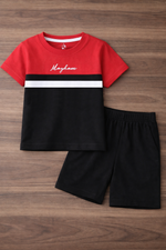 Mayhem red black kids summer tshirt & shorts