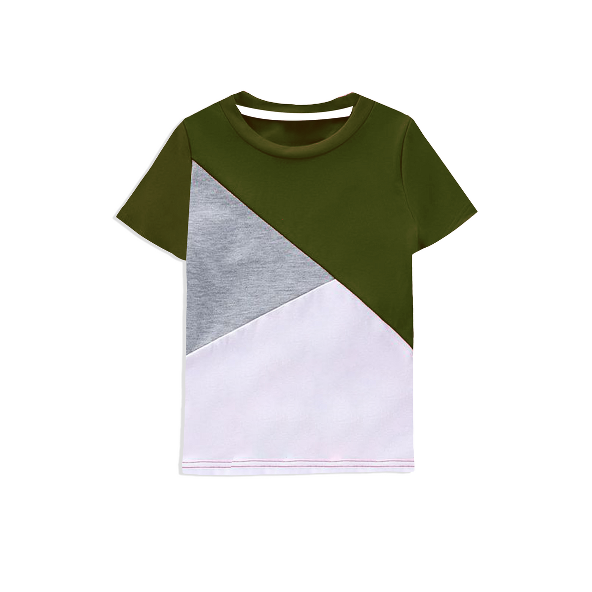 Green Color block kids t-shirt