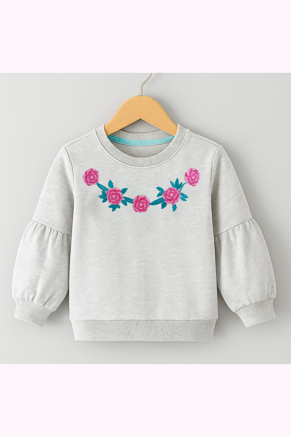 Grey Embroidered kids sweat shirt